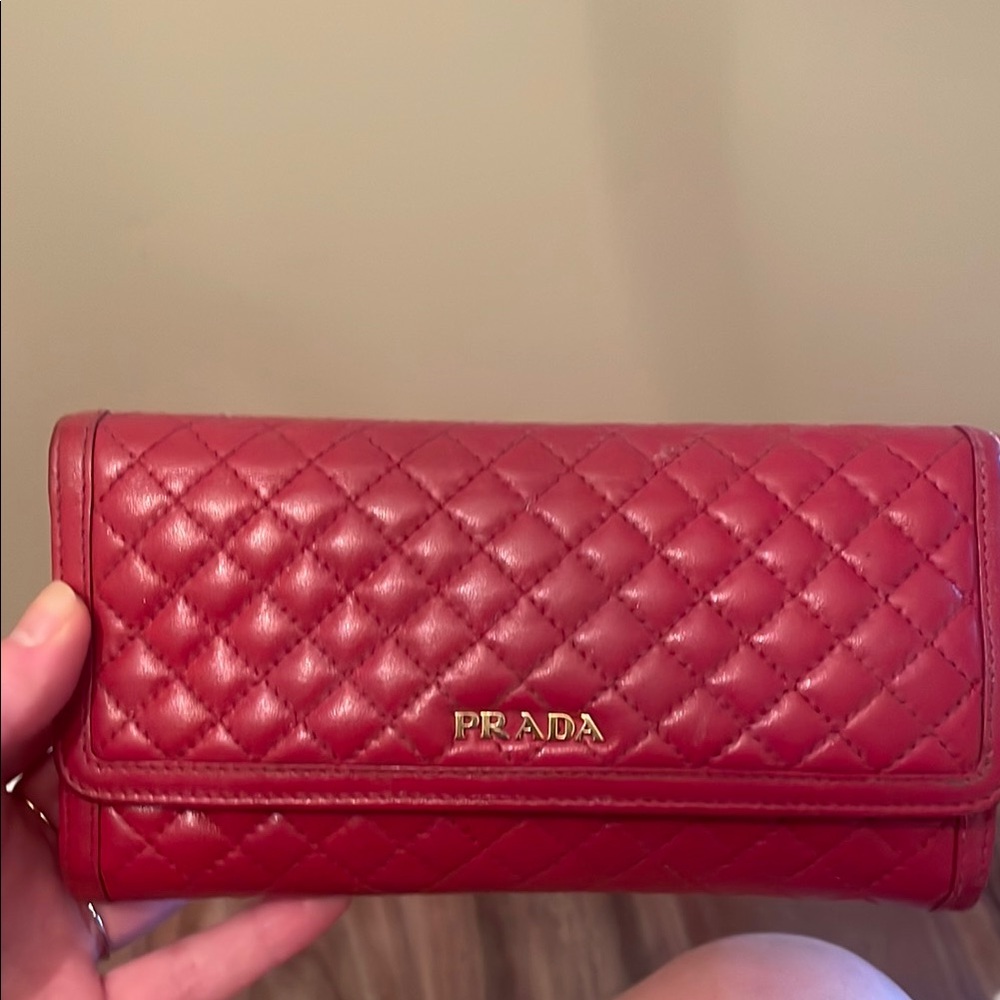 Prada Red Quilted Leather Wallet